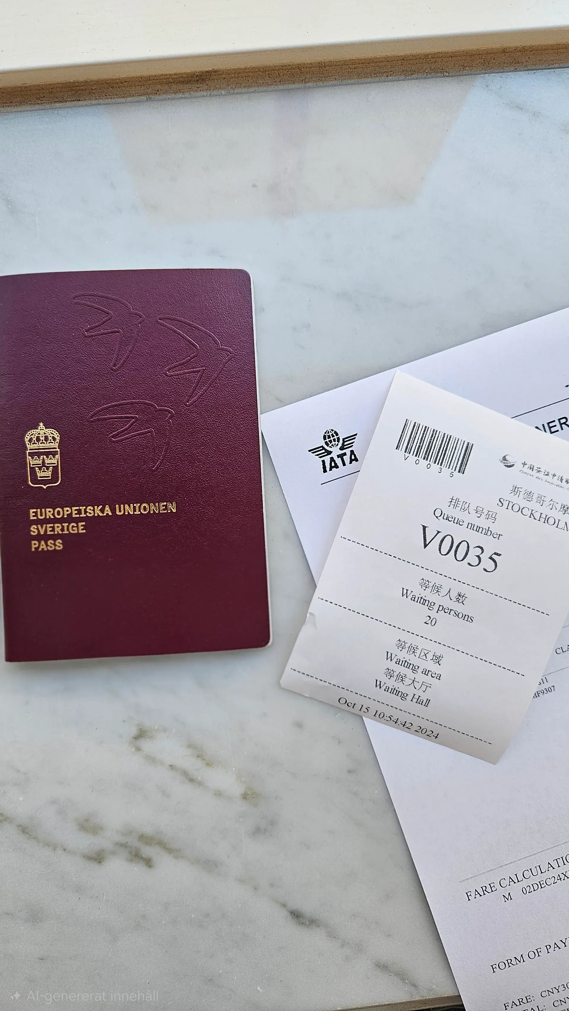 Pass med boardingdokumenter