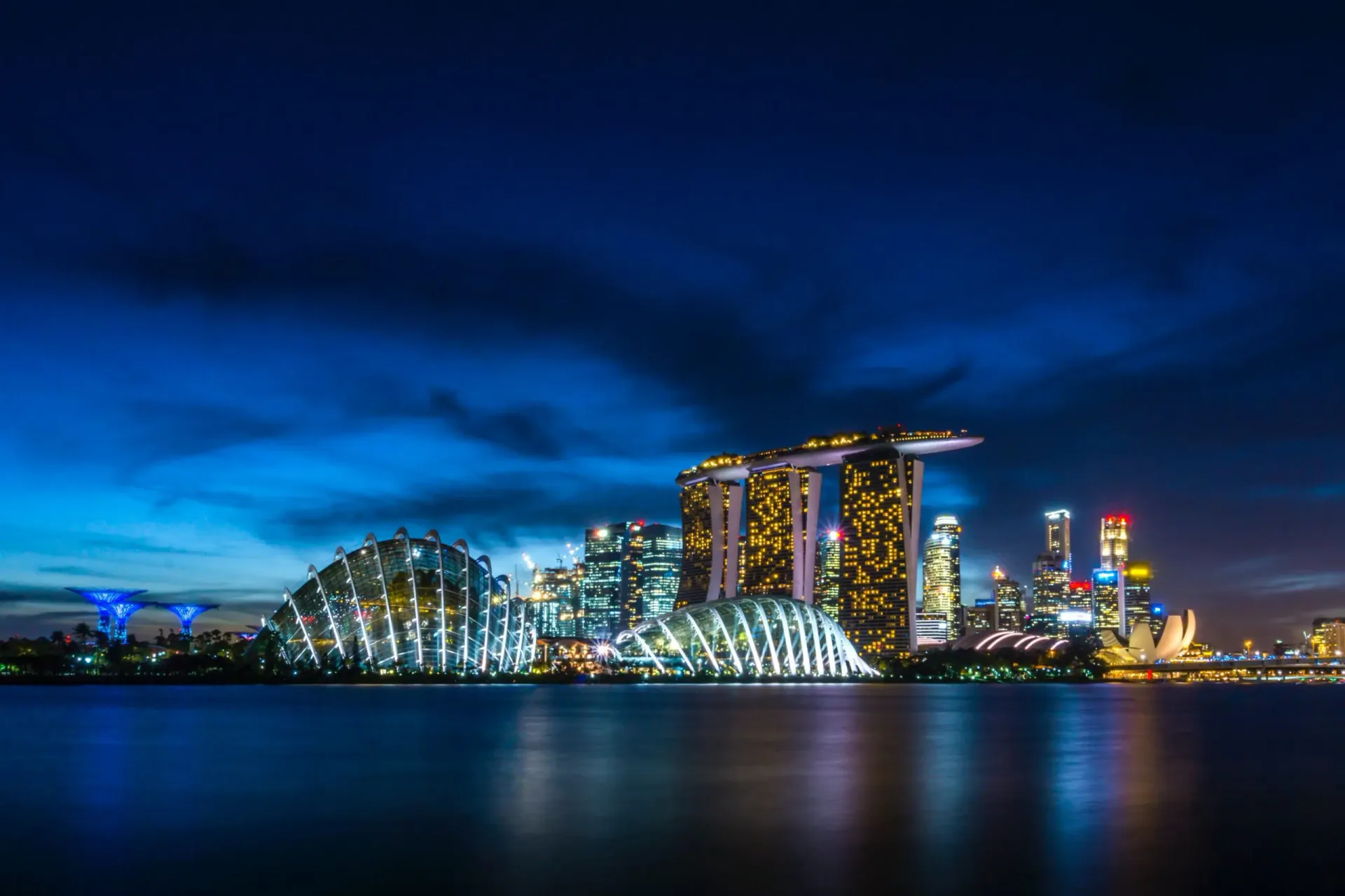 Singapore skyline at night — a real booking