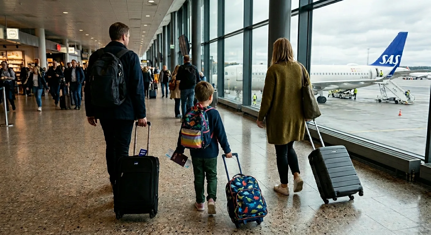 An airport family departure