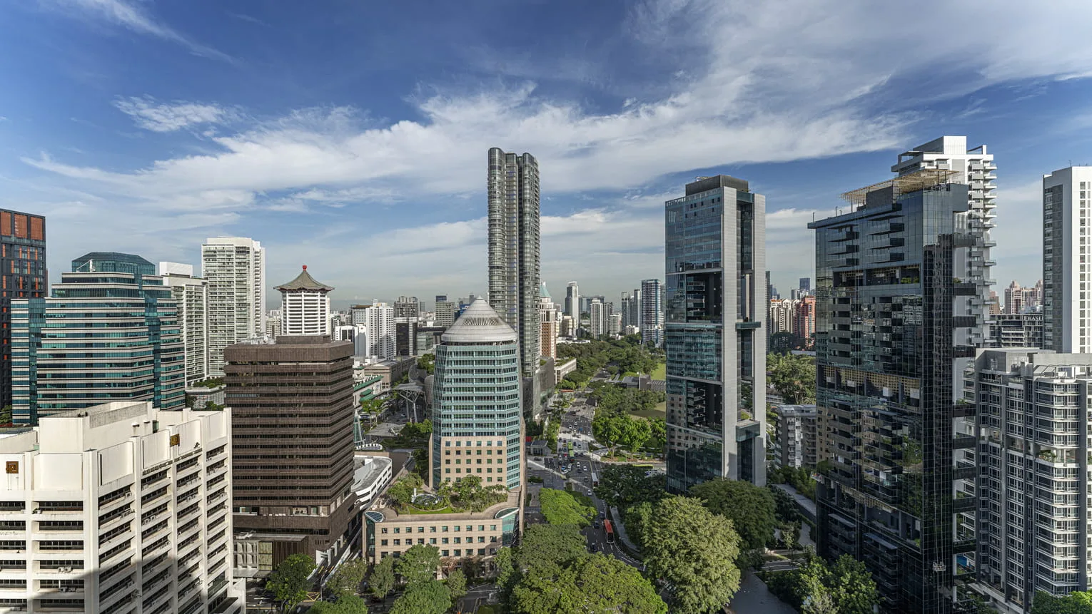 View from Four Seasons Singapore Deluxe Room window overlooking Orchard area